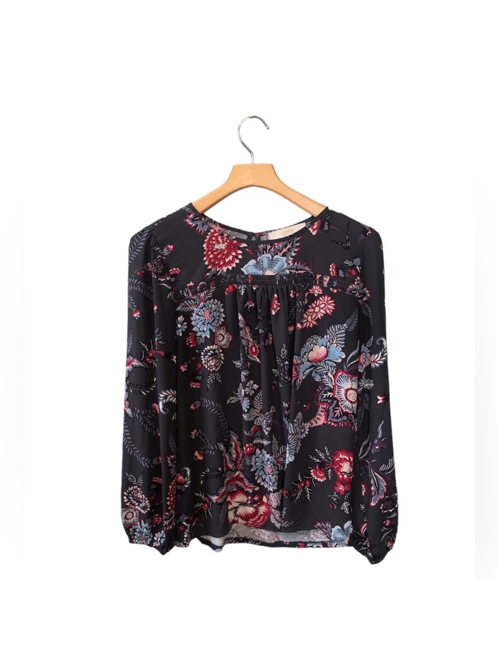 Loft Floral Long Sleeve Pleated Blouse Small EUC